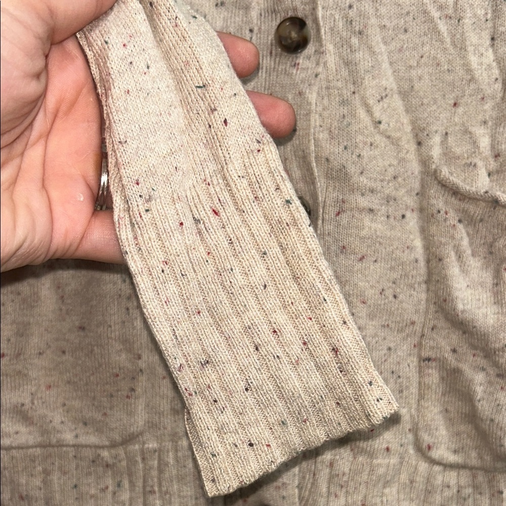 Cream Speckled Cardigan Cardigan Button Up Sweater Ribbed Sleeves and Bottom XS - Picture 2 of 8